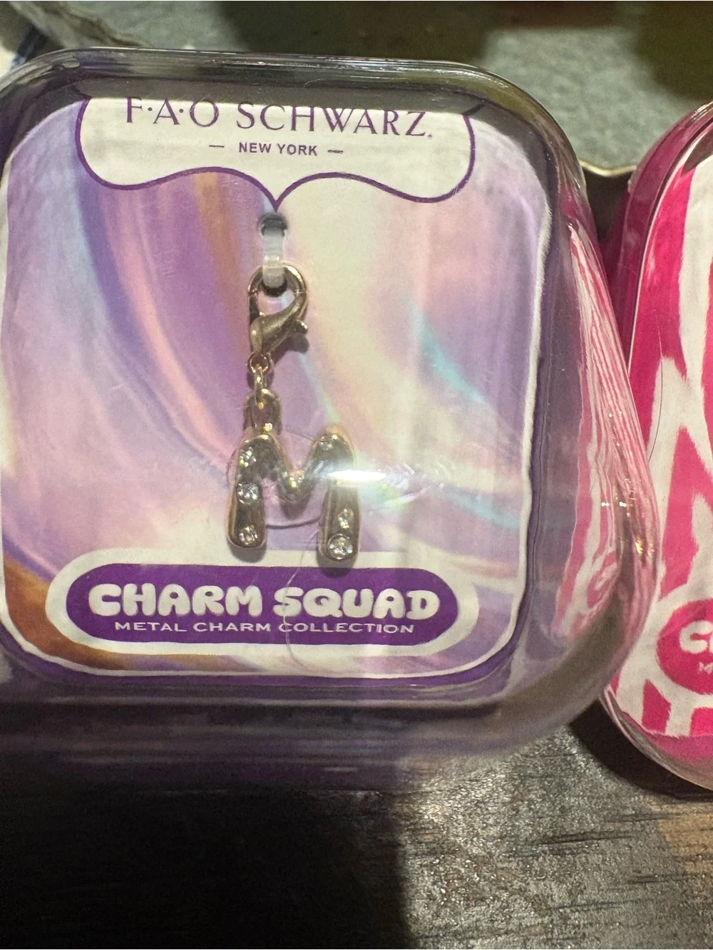 FAO Schwarz Gold-Tone Charm Squad Shaker Charm with Pink Glitter